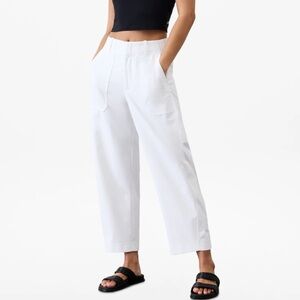 NWT- Athleta White Skyline High Rise Barrel Leg Pant